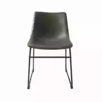 Vegan Leather Grey Dining Chair with Metal Leg Frame SET OF 2